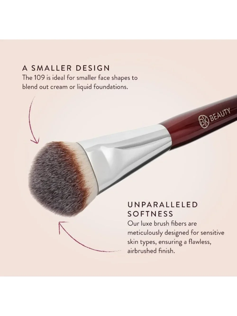 Mini Contoured Foundation Brush for Liquid & Cream | Compact Brush for Blush
